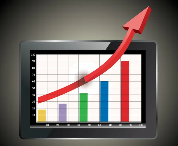 Conceito de lucro, seta vermelha mostra gráfico de crescimento do negócio — Vetor de Stock