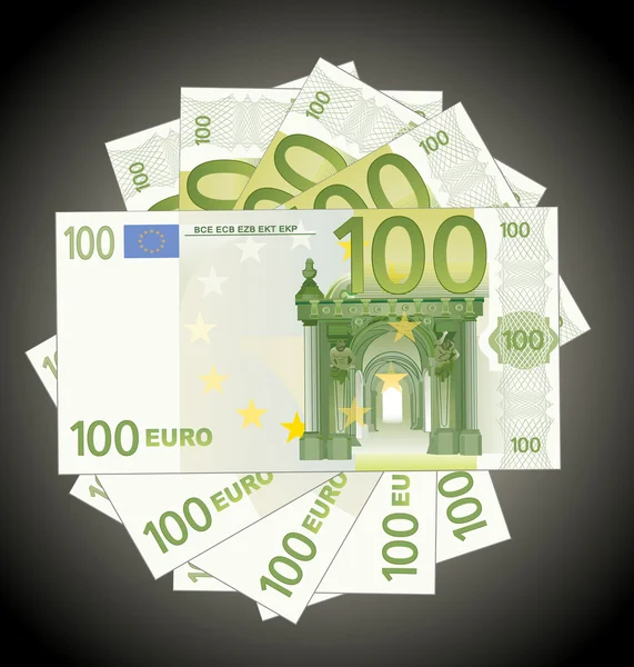 100 de bancnote euro — Vector de stoc