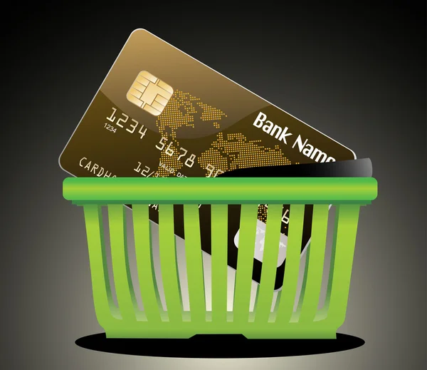 Alışveriş sepeti ve kredi kartı — Stok Vektör