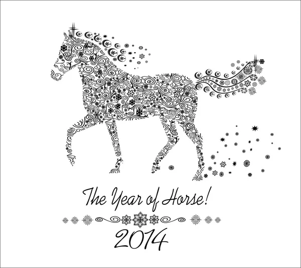 Año del caballo. Feliz año nuevo 2014 ! — Vector de stock