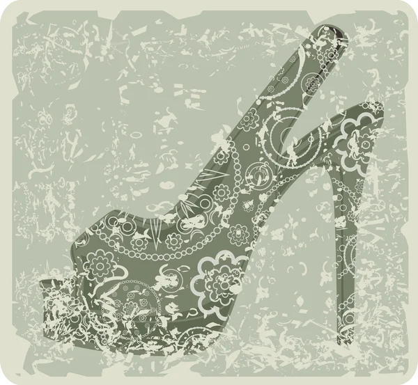 A retro-stílusú cipő képeslap. — Stock Vector