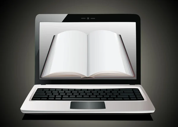 Laptop mit Büchern — Stockvektor