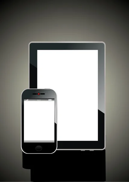 स्मार्ट फोन के साथ आधुनिक वास्तविक डिजिटल टैबलेट पीसी — स्टॉक वेक्टर