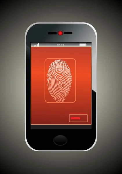 Мобильный телефон сканирует отпечаток пальца — стоковый вектор