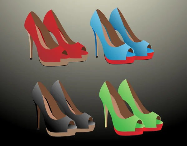 Llustration set van vrouwen schoenen met hakken — Stockvector