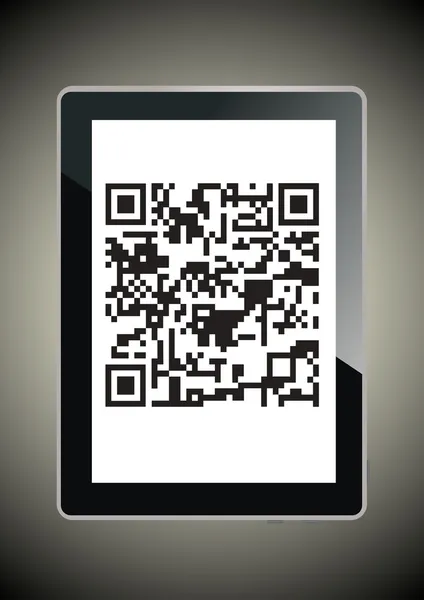 Tableta digital moderna que muestra el escáner de patrón de código de respuesta rápida en la pantalla . — Archivo Imágenes Vectoriales