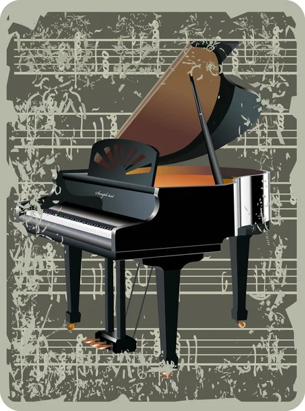 Ancient pattern card with grand piano — Stock Vector