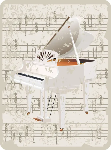 Ancient pattern card with grand piano — Stock Vector