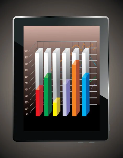 Tablet PC realista ordenador con gráfico de negocios — Vector de stock