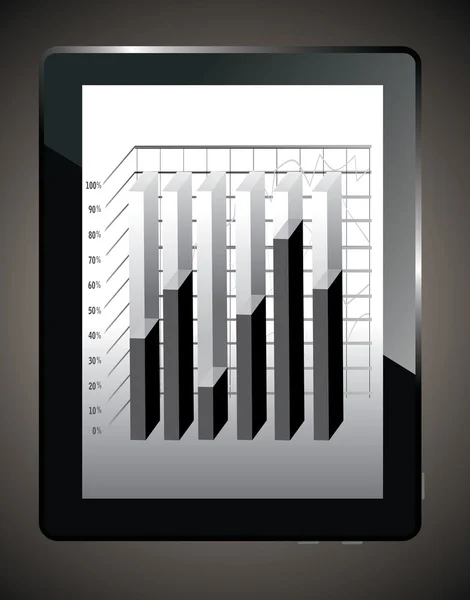 Computador realista tablet pc com gráfico de negócios —  Vetores de Stock