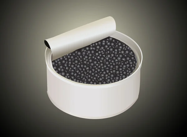 Svart kaviar i metall kan — Stock vektor