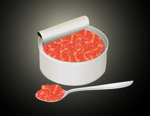 Red caviar in the can — Stock Vector