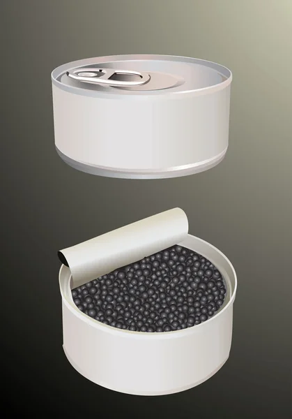 Caviar noir en boîte métallique — Image vectorielle