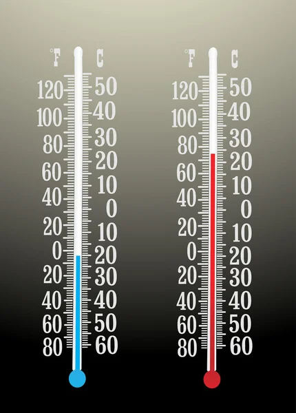 Thermometer measuring hot and cold temperature — Stock Vector