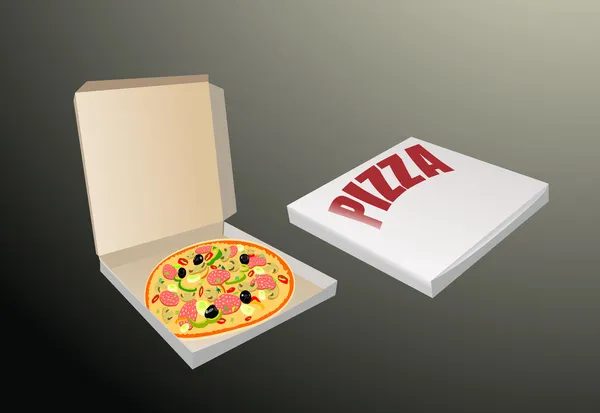 Düz kapak ve kilit pizza kutusu — Stok Vektör