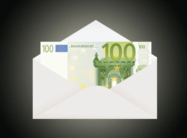Umschlag mit 100 Euro geöffnet — Stockvektor