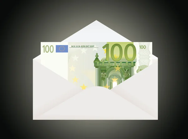 Open envelope with 100 euro — Stock Vector