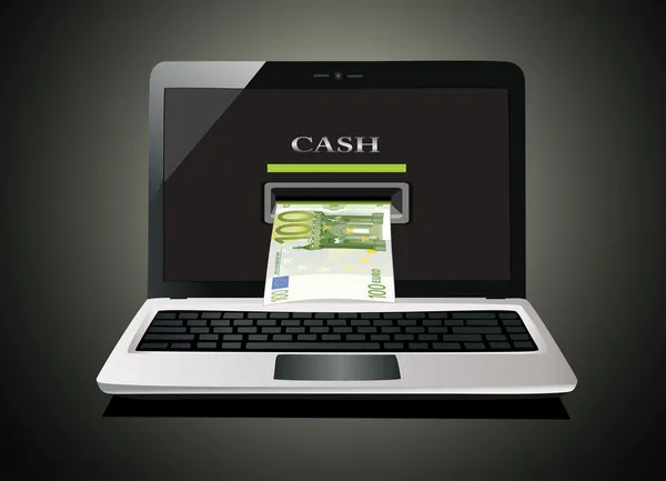 Онлайн-платежи в ноутбуке . — стоковый вектор