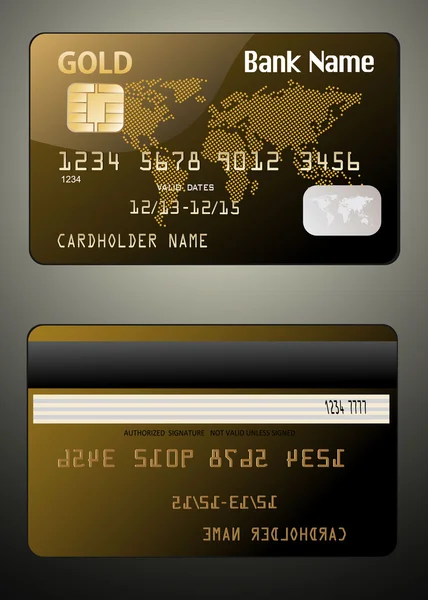 Ілюстрація деталізованої глянсової золотої кредитної картки — стоковий вектор