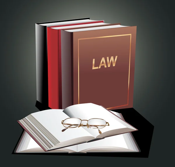 Books of Law and glasses — Stock Vector