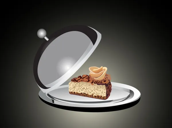 Dessert sur un plateau d'argent — Image vectorielle