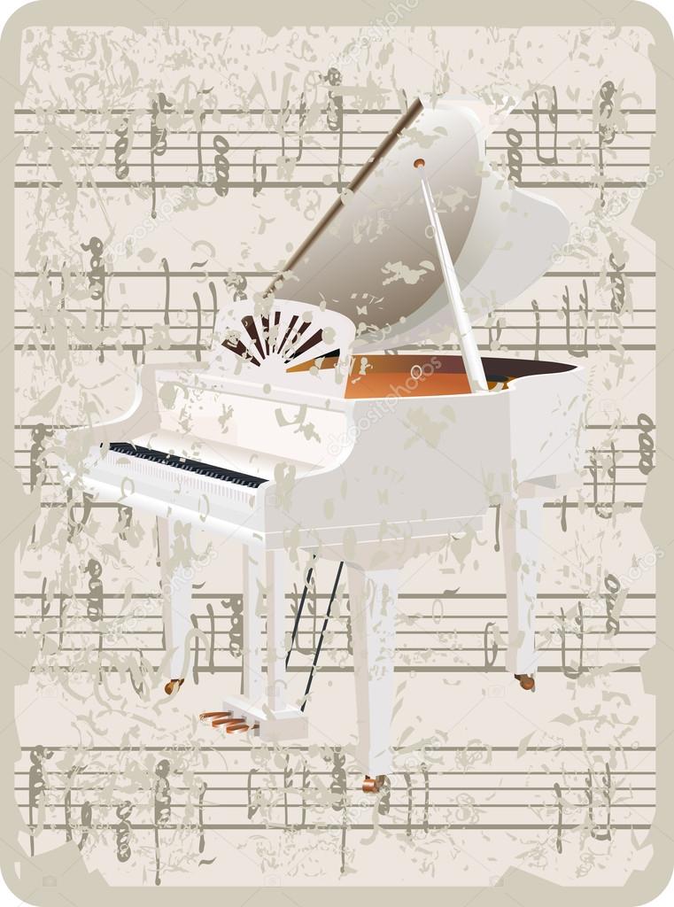 Ancient pattern card with grand piano