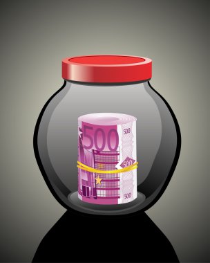 Cam Kavanoz içinde birçok Euro