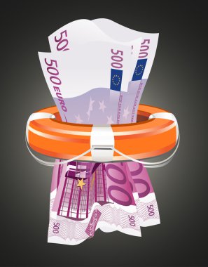 para, mali yardım simgeleyen bir can simidi dolu