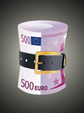 deri kayışı ile sıkılmış 500 euro notları