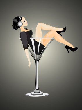 martini cam seksi kadın