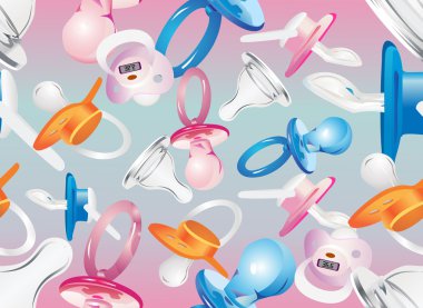 Bebek kukla. Dikişsiz vektör arka plan