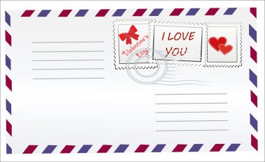 hearts, posta zarfı işaretlemek ve damgalanmış.