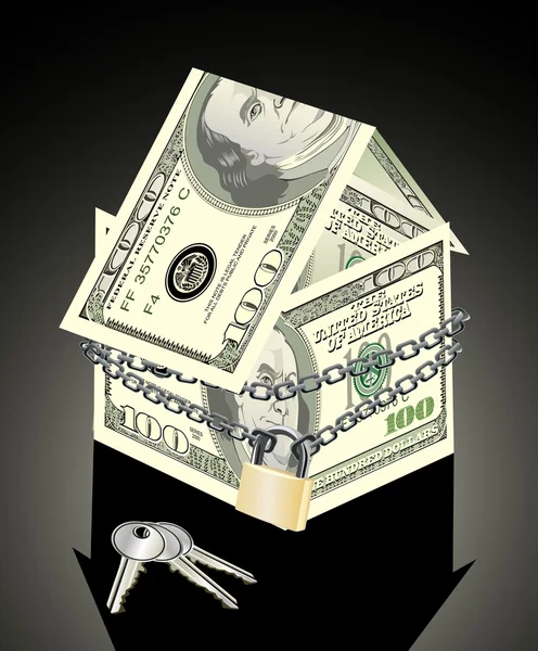 Dollar house with lock and keys — Stock Vector