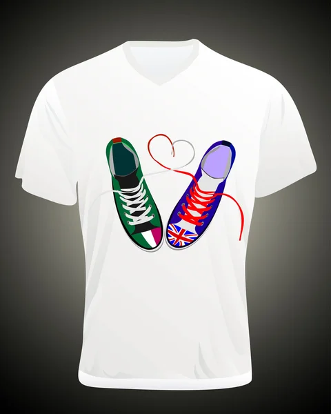 Men's t-shirt design template. Sneakers. — Stock Vector