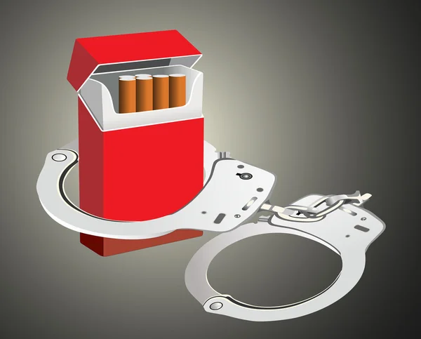 分離されたタバコ。喫煙手錠依存関係 — ストックベクタ