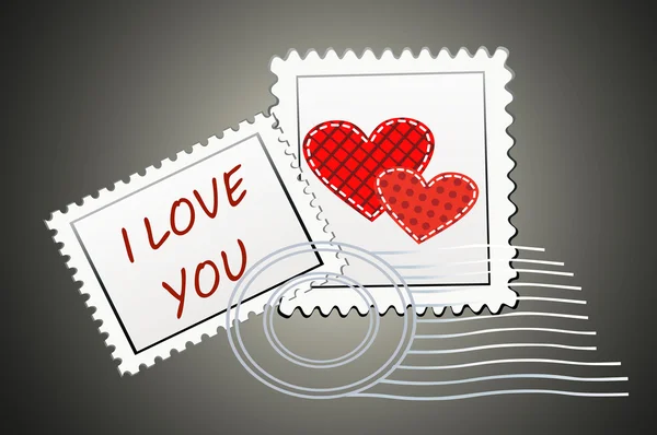 Valentine's Day-themed stamps — Stock Vector