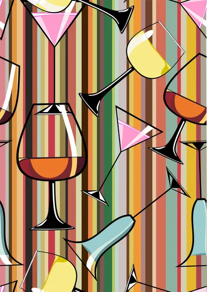 Modèle sans couture de différents cocktails alcoolisés — Image vectorielle