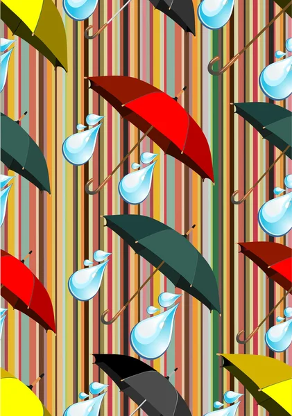 Seamless pattern with umbrella and rain. — Stock Vector