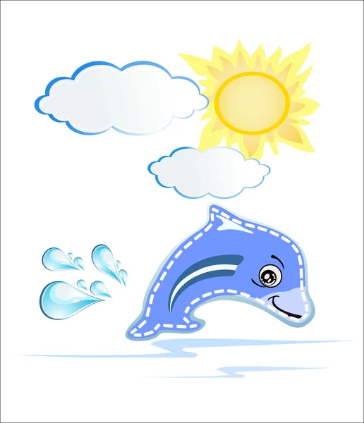 Carino cartone animato delfino. — Vettoriale Stock