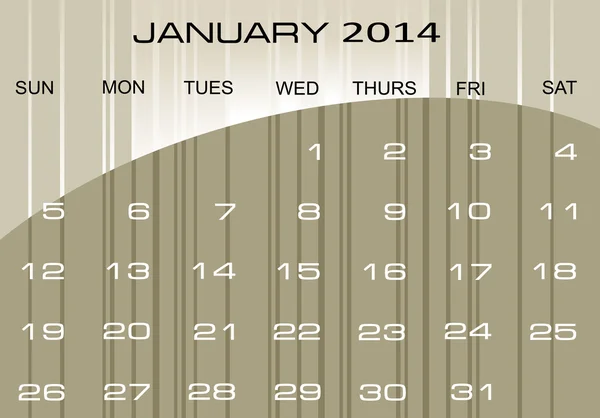 Calendario Enero 2014 — Vector de stock