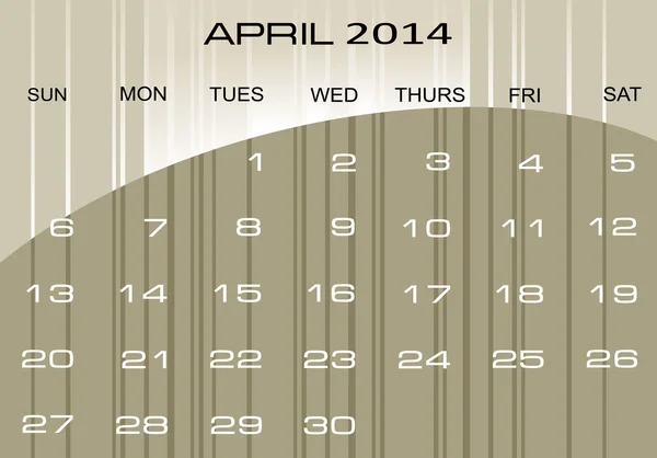 Calendario abril 2014 — Vector de stock