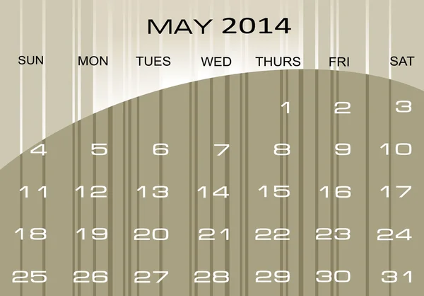 Calendario Mayo 2014 — Vector de stock