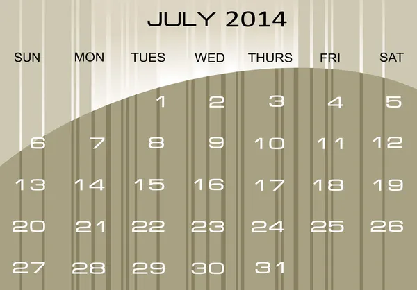Calendrier Juillet 2014 — Image vectorielle