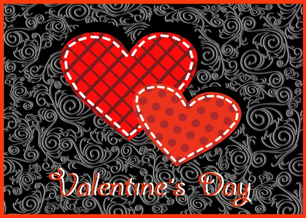 Papel vermelho coração Valentim cartão de dia — Vetor de Stock