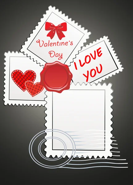 Sevgililer günü temalı pullar — Stok Vektör