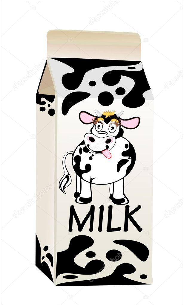 A milk carton with cow