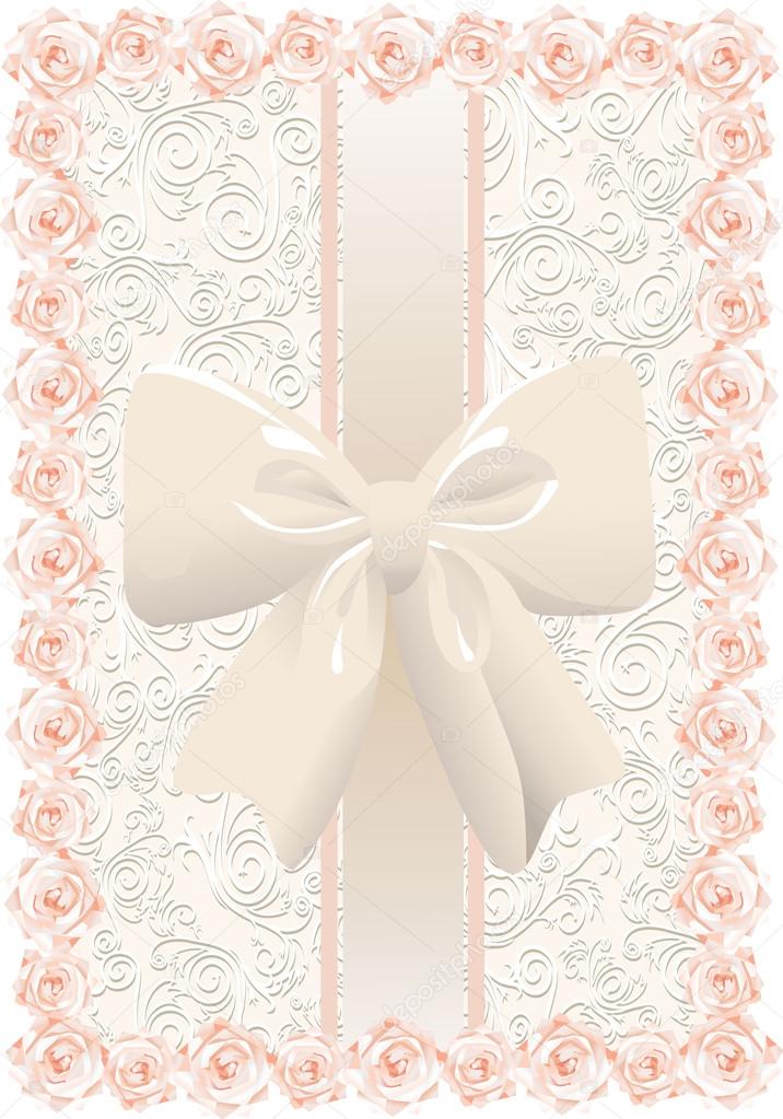 Vintage seamless wallpaper with a ribbon in pastel colors.