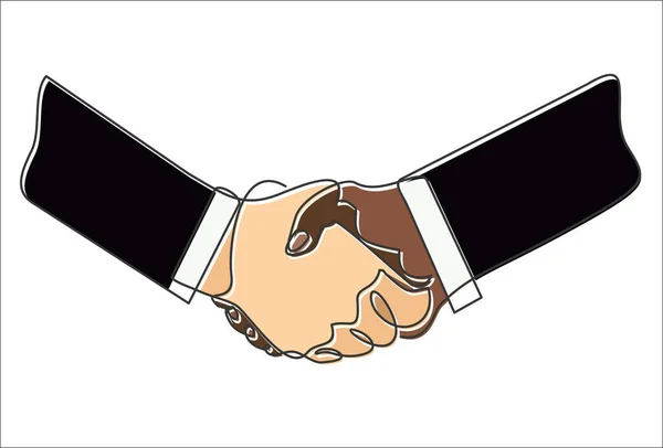 Handshake Ikona Wektor Ilustracja Biznes Continuous Jednej Linii Rysunek — Wektor stockowy