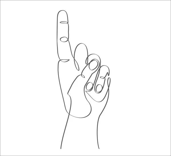 指のアイコンで手を指す 白地に隔離されてる ベクトル図 連続線画 — ストックベクタ
