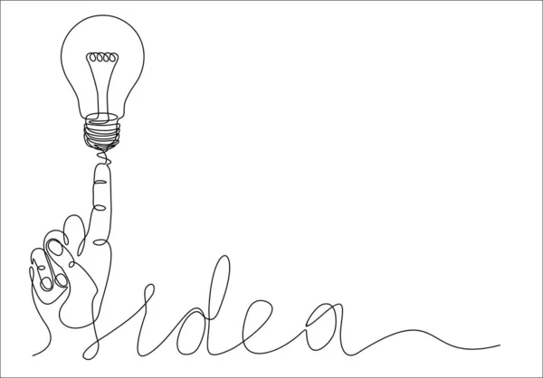 Hand Drawn Idea Light Bulb Vector Illustration Continuous One Line — Stock vektor